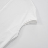 Sexy Solid Color V-neck Short-sleeved Tight Shorts Jumpsuit