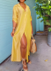 Fashionable Slit Satin Loose Casual Shirt Dress