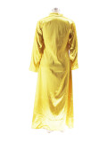 Fashionable Slit Satin Loose Casual Shirt Dress
