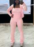 Fashionable Striped Yoga Suit Zipper Long Sleeve Jacket Tube Top Sports Three-piece Suit