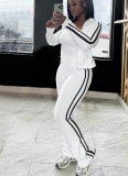 Fashionable Striped Yoga Suit Zipper Long Sleeve Jacket Tube Top Sports Three-piece Suit