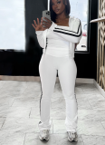 Fashionable Striped Yoga Suit Zipper Long Sleeve Jacket Tube Top Sports Three-piece Suit