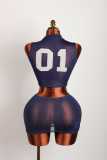 Sexy Hot Girl Digital Print Semi-transparent Slim Fit Sports Suit