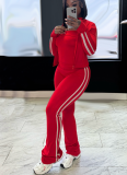 Fashionable Striped Yoga Suit Zipper Long Sleeve Jacket Tube Top Sports Three-piece Suit