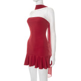 New Style Elegant Tube Top Hip-wrapped Ribbon Lace Dress