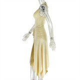 Sexy Pleated Sway Neck Tie Halter Neck Personalized Split Two-piece Suit
