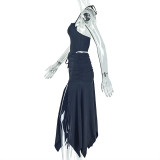 Sexy Pleated Sway Neck Tie Halter Neck Personalized Split Two-piece Suit