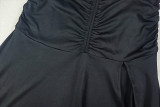 Sexy Pleated Sway Neck Tie Halter Neck Personalized Split Two-piece Suit