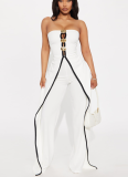 Sexy Tube Top Fake Two Piece Design Elegant Jumpsuit