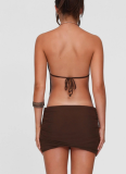 Sexy Backless Lace-up Metal Ring Halter Neck Hip Dress