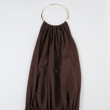 Sexy Backless Lace-up Metal Ring Halter Neck Hip Dress