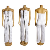 Sexy Tube Top Fake Two Piece Design Elegant Jumpsuit
