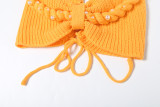 Sexy Halter Neck Beaded Camisole Knitted Slim Skirt Set