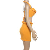 Sexy Halter Neck Beaded Camisole Knitted Slim Skirt Set