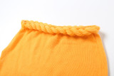 Sexy Halter Neck Beaded Camisole Knitted Slim Skirt Set