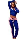 Casual Cross Straps Contrast Spaghetti Strap Long Sleeve Two Pieces