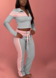 Casual Cross Straps Contrast Spaghetti Strap Long Sleeve Two Pieces