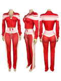 Casual Cross Straps Contrast Spaghetti Strap Long Sleeve Two Pieces