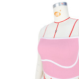 Sportswear Contrast Spaghetti Strap Sleeveless Two Pieces