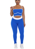 Sportswear Contrast Spaghetti Strap Sleeveless Two Pieces
