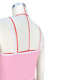 Sportswear Contrast Spaghetti Strap Sleeveless Two Pieces