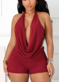 Sexy Halter Neck Swing Neck Large Backless Tie Rope Solid Color Mesh Two-piece Suit
