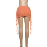 Sexy Solid Color Fringed Trim Regular Mid Waist Patchwork Bottoms