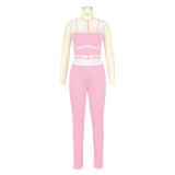 Sportswear Contrast Spaghetti Strap Sleeveless Two Pieces