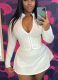 Sexy Solid Color Zipper Zipper Collar Long Sleeve Two Pieces