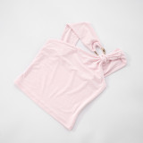 New Solid Color Irregular Collar Metal Decoration Top