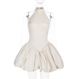 Sexy Halterneck Short Dress With Backless Skirt