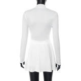 Sexy Solid Color Zipper Zipper Collar Long Sleeve Two Pieces
