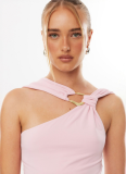 New Solid Color Irregular Collar Metal Decoration Top