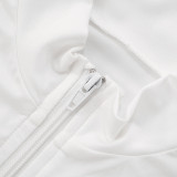 Sexy Solid Color Zipper Zipper Collar Long Sleeve Two Pieces