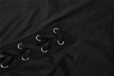 Sexy Solid Color Halter Neck Lace-up Vest With Trousers Two-piece Set