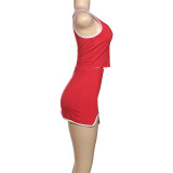 Fashionable Navel-baring Solid Color Hot Girl Short Skirt Suit