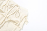Fashionable Lace-up Stitching Ruffled Hot Girl Bootcut Pants