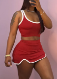Fashionable Navel-baring Solid Color Hot Girl Short Skirt Suit