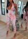 Sexy Hot Girl Sleeveless Leopard Print Deep V-neck Backless Tight Jumpsuit