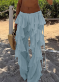 Fashionable Lace-up Stitching Ruffled Hot Girl Bootcut Pants