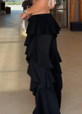 Fashionable Lace-up Stitching Ruffled Hot Girl Bootcut Pants
