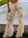 Fashionable Lace-up Stitching Ruffled Hot Girl Bootcut Pants