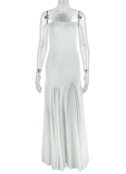 Women'S See-Through Tube Top Slim Solid Color Dress