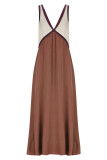 Fashionable V-neck Sleeveless Colorblocked Swing Dress