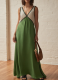 Fashionable V-neck Sleeveless Colorblocked Swing Dress