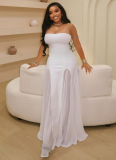 Women'S See-Through Tube Top Slim Solid Color Dress