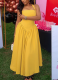 Elegant Solid Color Backless Halter Long Dresses