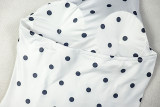 White Sexy Polka Dot Patchwork Halter Wrapped Skirt Dresses