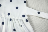 White Sexy Polka Dot Patchwork Halter Wrapped Skirt Dresses