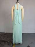 Mint Green Sexy Solid Color Pleated Strapless Long Dresses